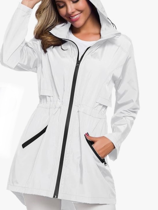 Jackets & Blazers - Women’s Size S, Silver/Light Gray (hooded) Rain Jacket